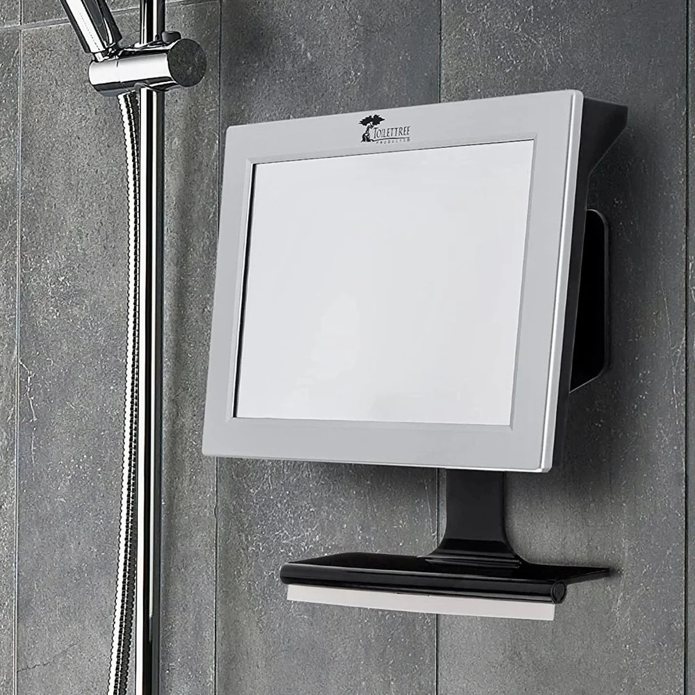 LED Lighted Framed Fogless Shower Mirror with Squeegee
